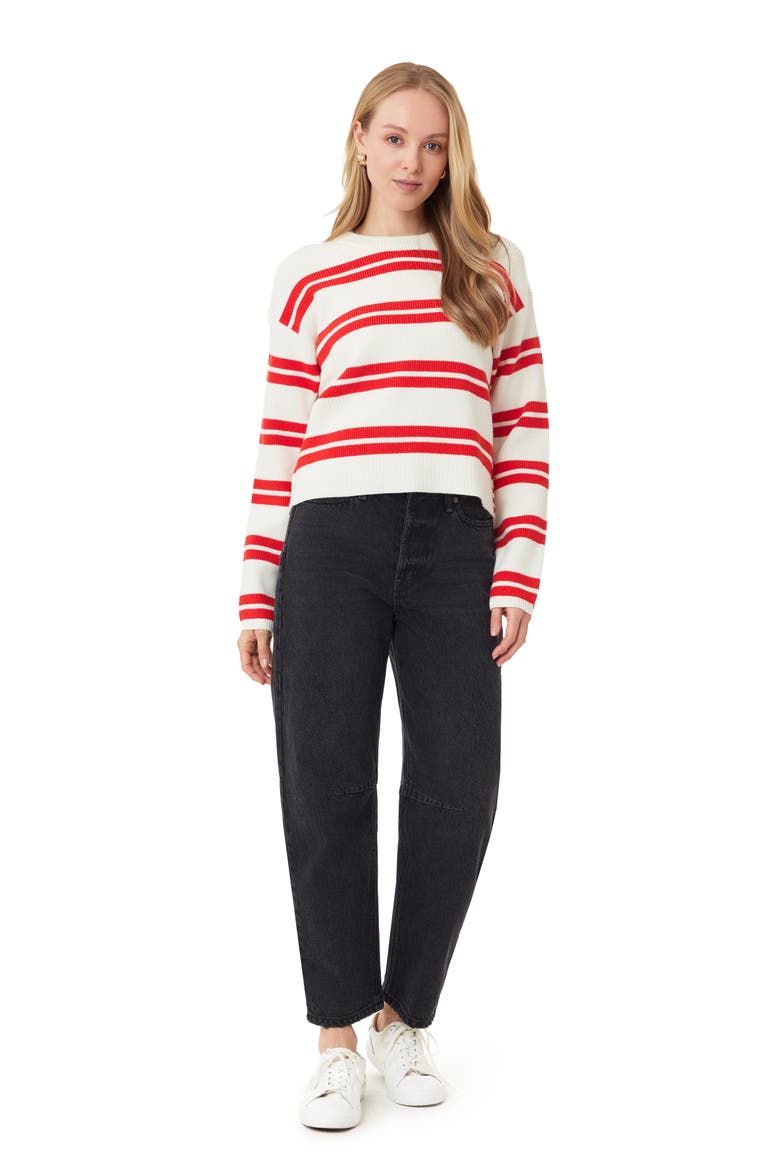Stripe Crewneck Crop Sweater, Alternate, color, SUGAR SWIZZLE TWIN BAND STRIPE
