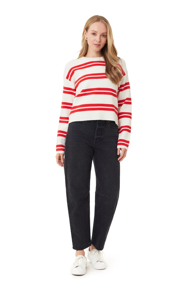 Scotch & Soda Stripe Crewneck Crop Sweater, Alternate, color, Sugar Swizzle Twin Band Stripe
