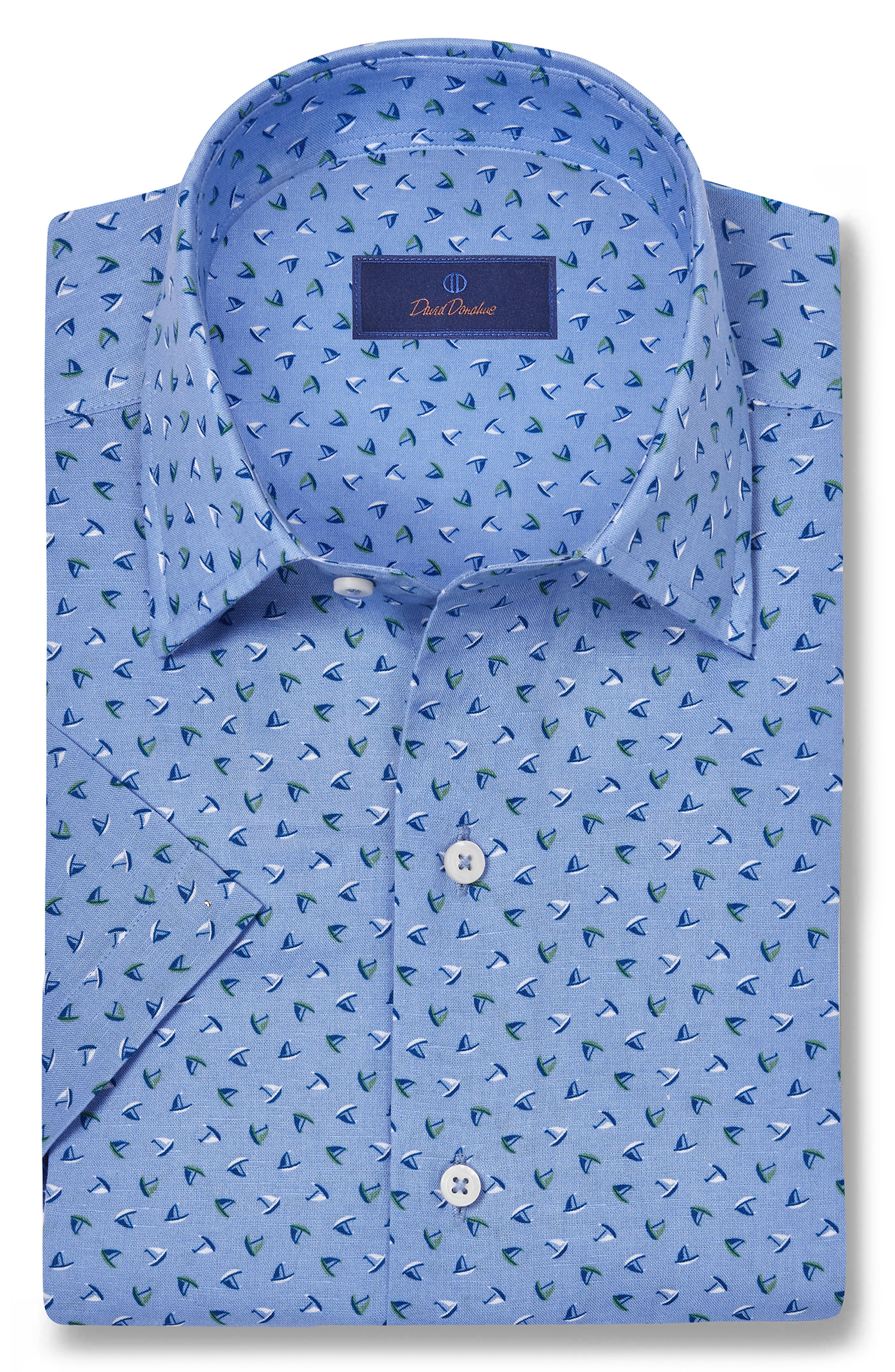 David Donahue Linen & Cotton Short Sleeve Sport Shirt