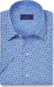 David Donahue Linen & Cotton Short Sleeve Sport Shirt