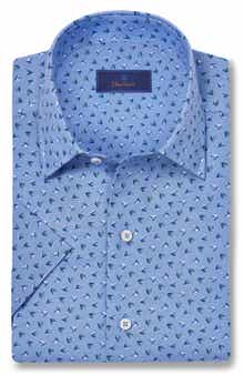 David Donahue Linen & Cotton Short Sleeve Sport Shirt