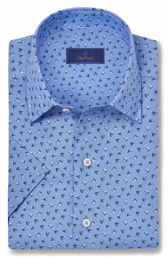 David Donahue Linen & Cotton Short Sleeve Sport Shirt