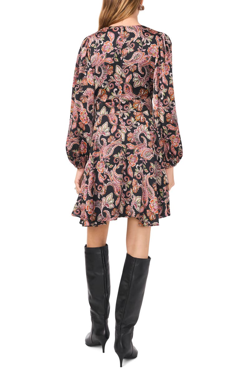 1.STATE V-Neck Long Sleeve Button Front Minidress, Alternate, color, Rich Black