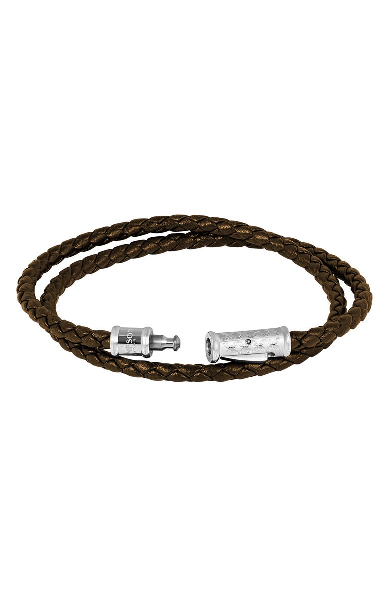 Thompson of London Leather Double Wrap Bracelet, Alternate, color, Brown