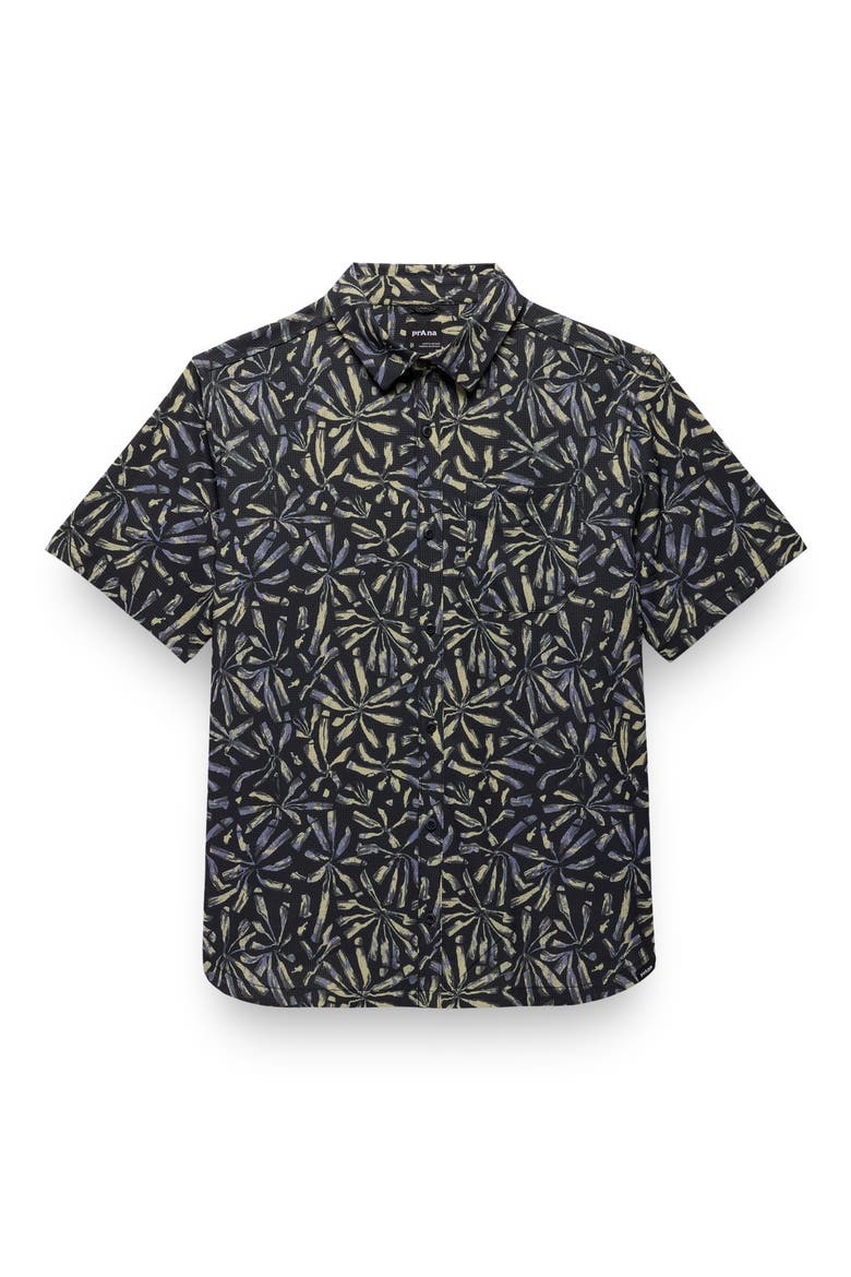 Hybridizer Short Sleeve Performance Button-Up Shirt, Alternate, color, BLACK GROUNDED