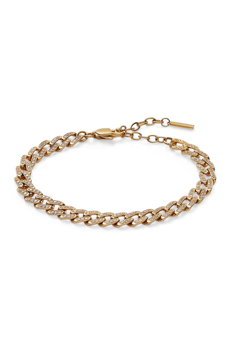 Crystal Pave Curb Chain  Bracelet, Main, color, Gold