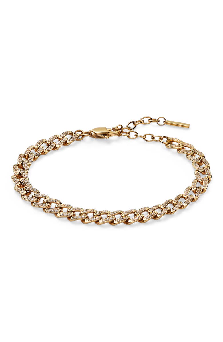 Alex and Ani Crystal Pave Curb Chain Bracelet, Main, color, Gold