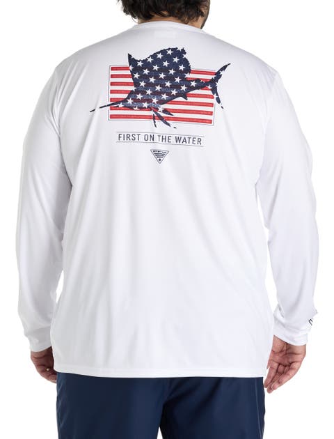 Big & Tall PFG Terminal Tackle Fins and Stripes Long-Sleeve T-Shirt