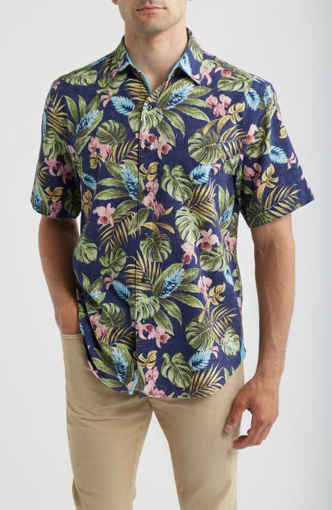 Nova Wave Selva Gardens Floral Short Sleeve Seersucker Button-Up Shirt