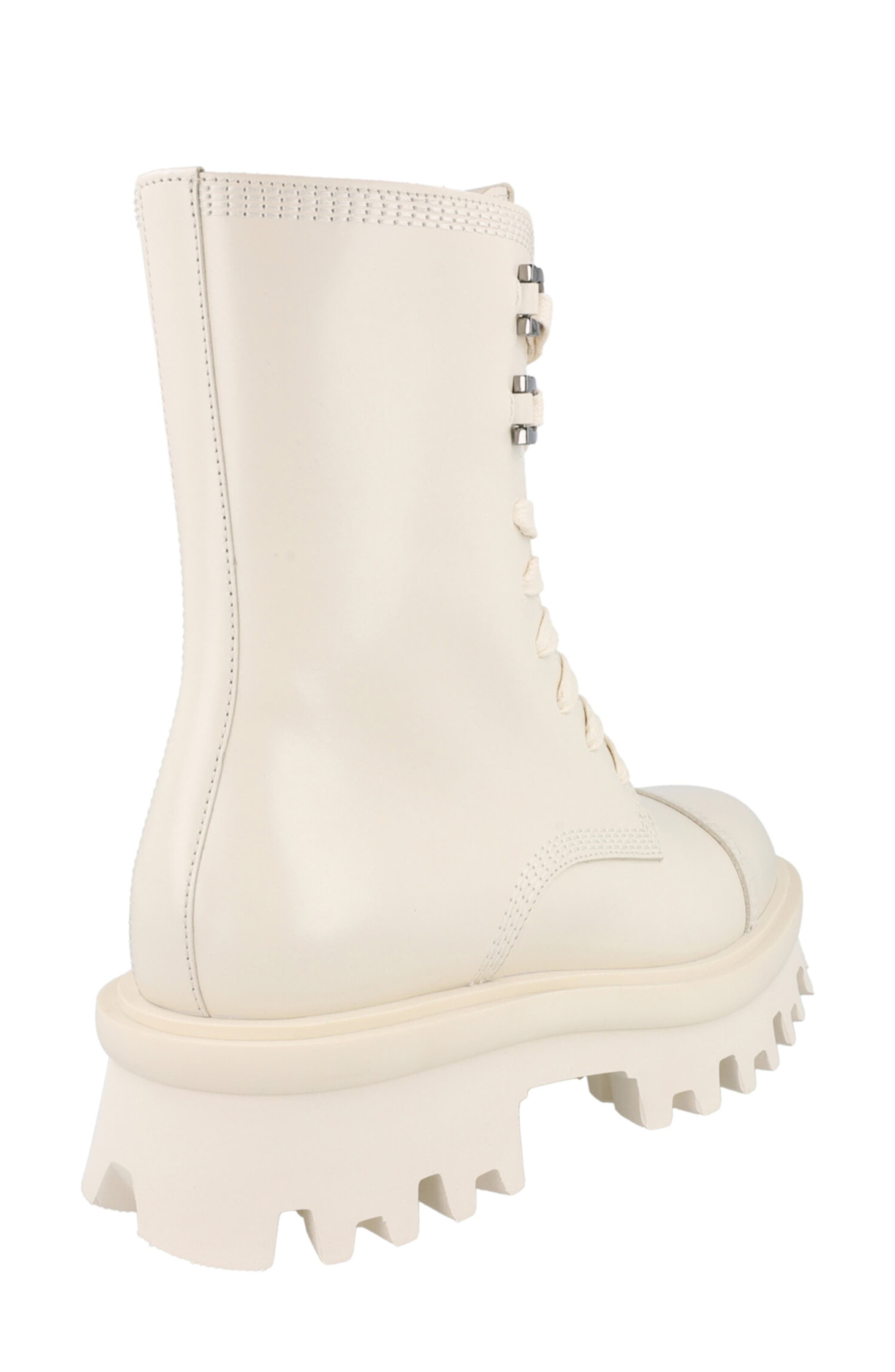 Kira Leather Lug Boot, Alternate, color, WHITE
