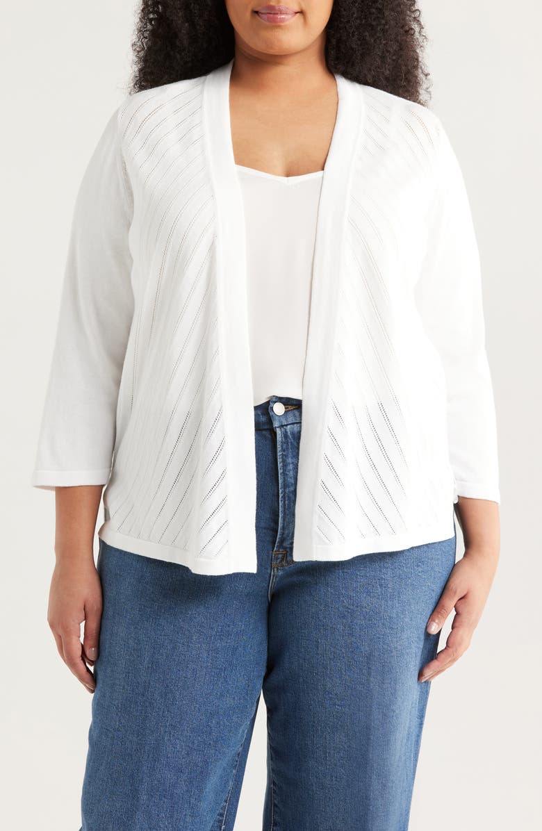 KASPER Patterned Stitch Long Sleeve Cardigan Sweater, Main, color, 