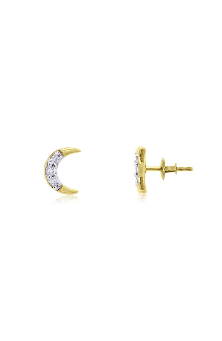 The Lovery Fine Jewelry Diamond Crescent Moon Screw Back Stud Earrings, Alternate, color, Yellow Gold