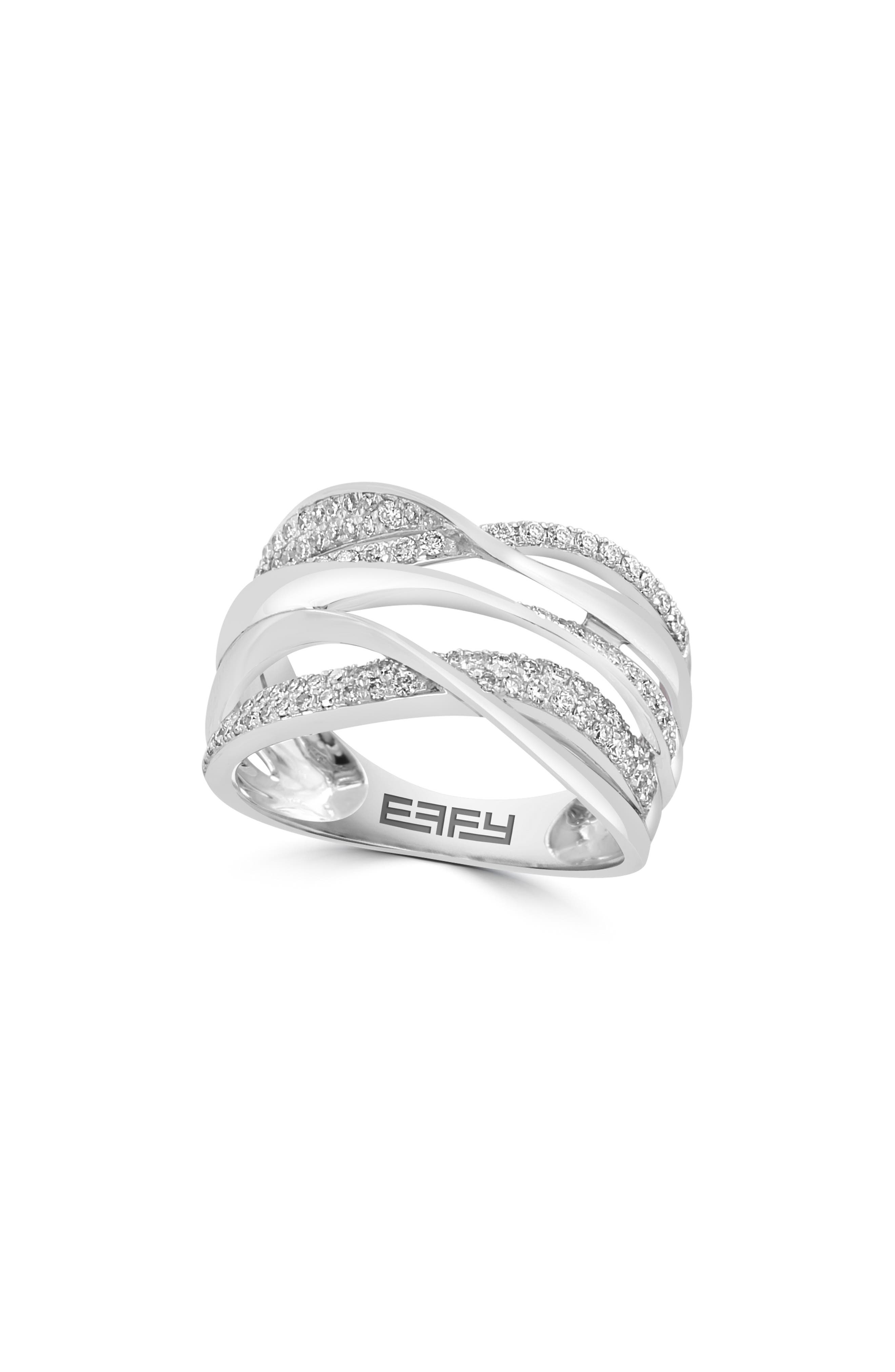 Sterling Silver Diamond Crossover Ring
