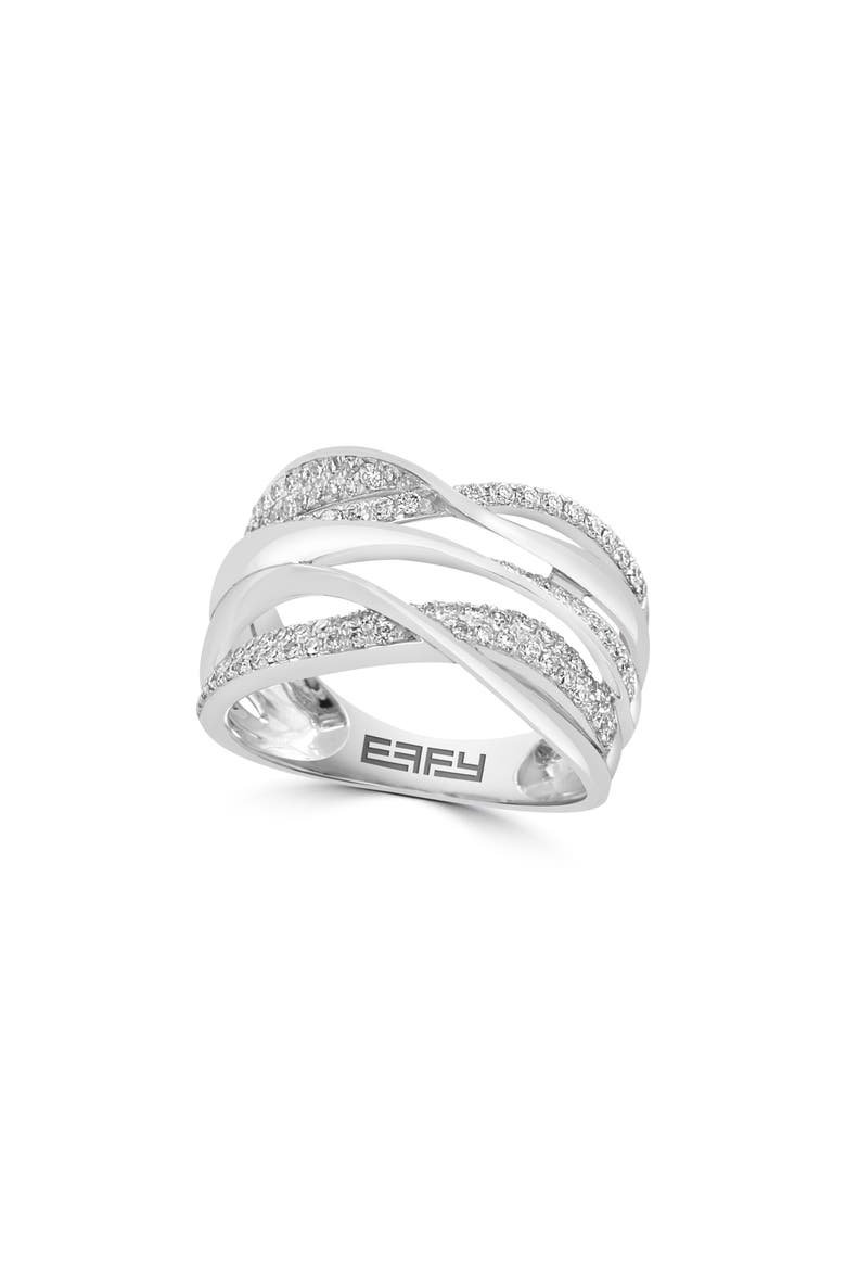 Sterling Silver Diamond Crossover Ring, Main, color, SILVER