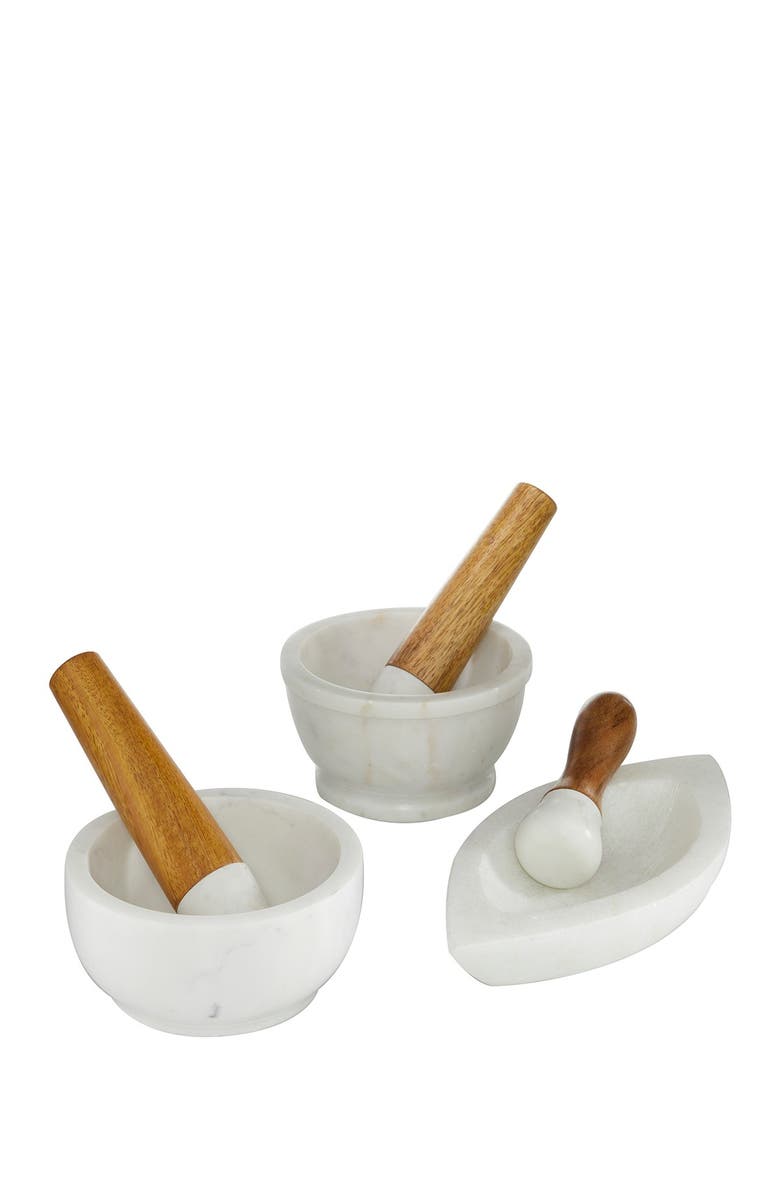 Novogratz White Marble Farmhouse Mortar And Pestel - Set of 3, Main, color,