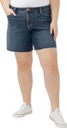 Silver Jeans Co. Suki Curvy Raw Hem Mid Thigh Denim Shorts