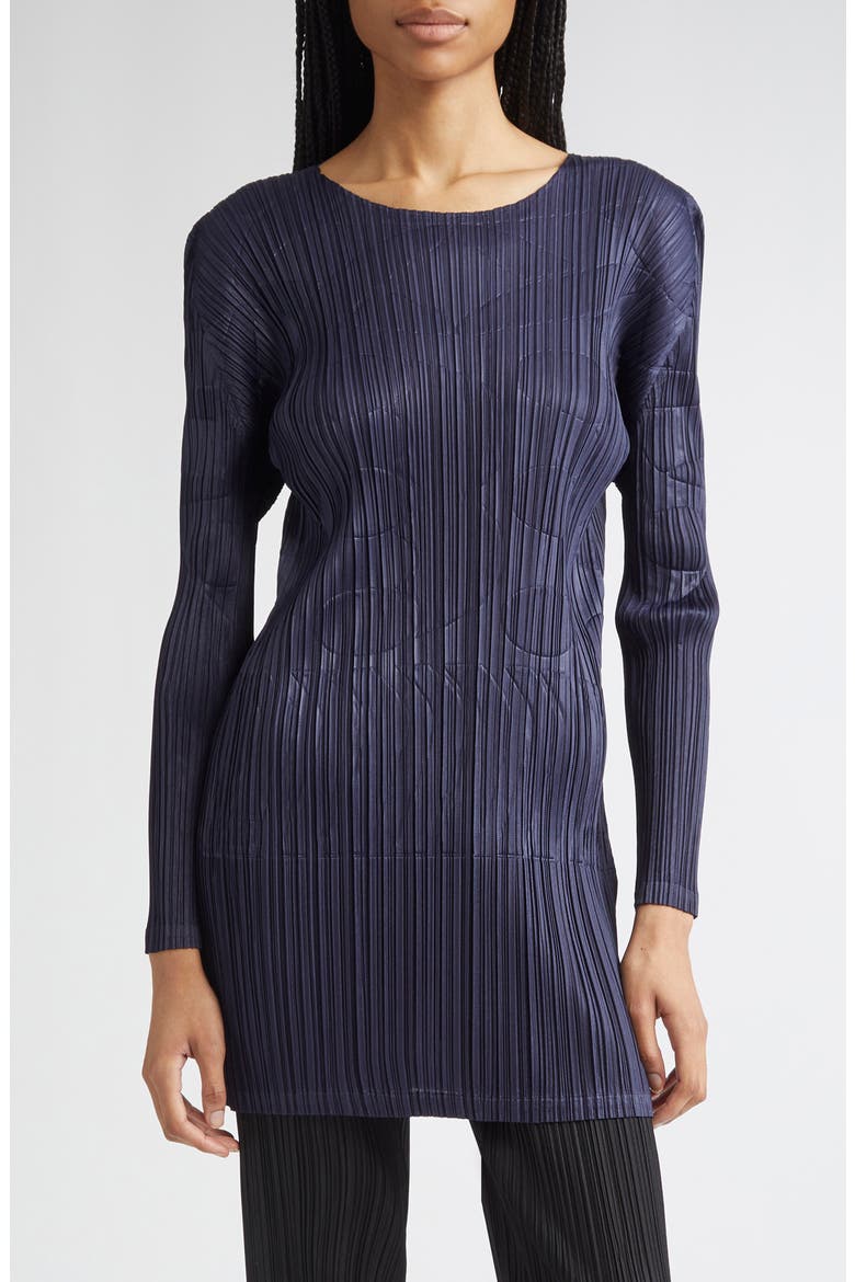 Tune Pleated Longline Top, Main, color, NAVY