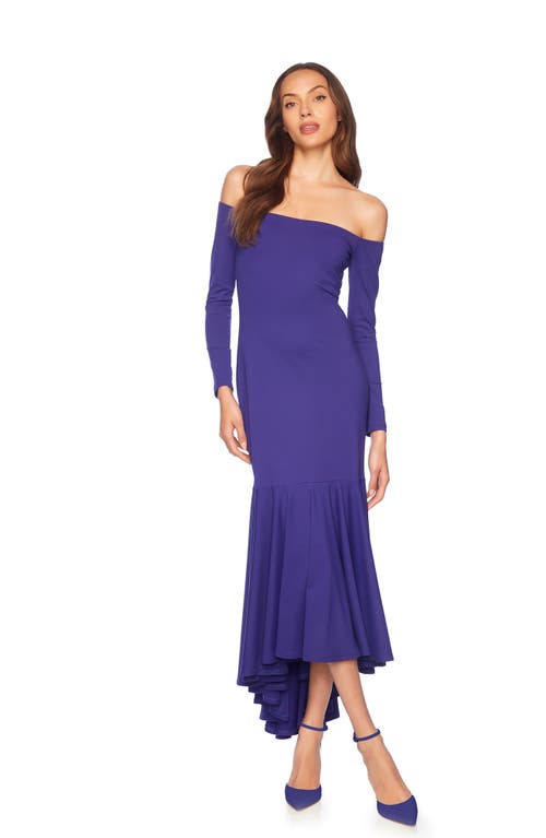 Susana Monaco Off The Shoulder Long Sleeve High-low Dress In Purple