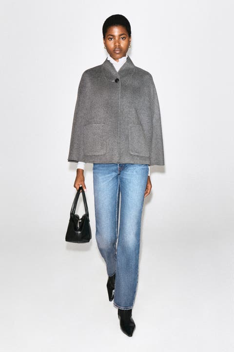 Shawl-Collar Double-Faced Wool Cape