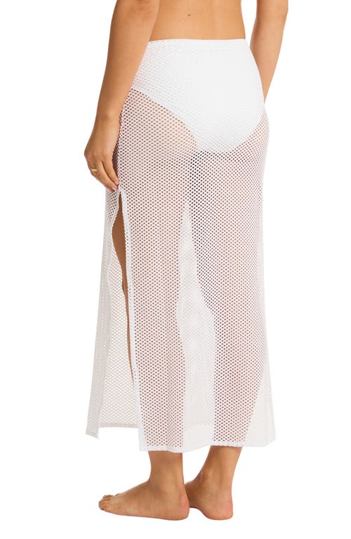 Sea Level Surf Mesh Cover-up Maxi Skirt In White