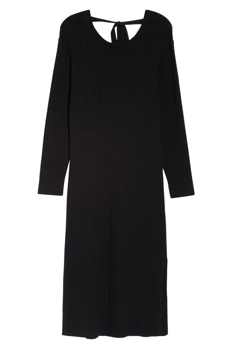 x BFF Hollie Tie Back Long Sleeve Sweater Dress, Alternate, color, BLACK