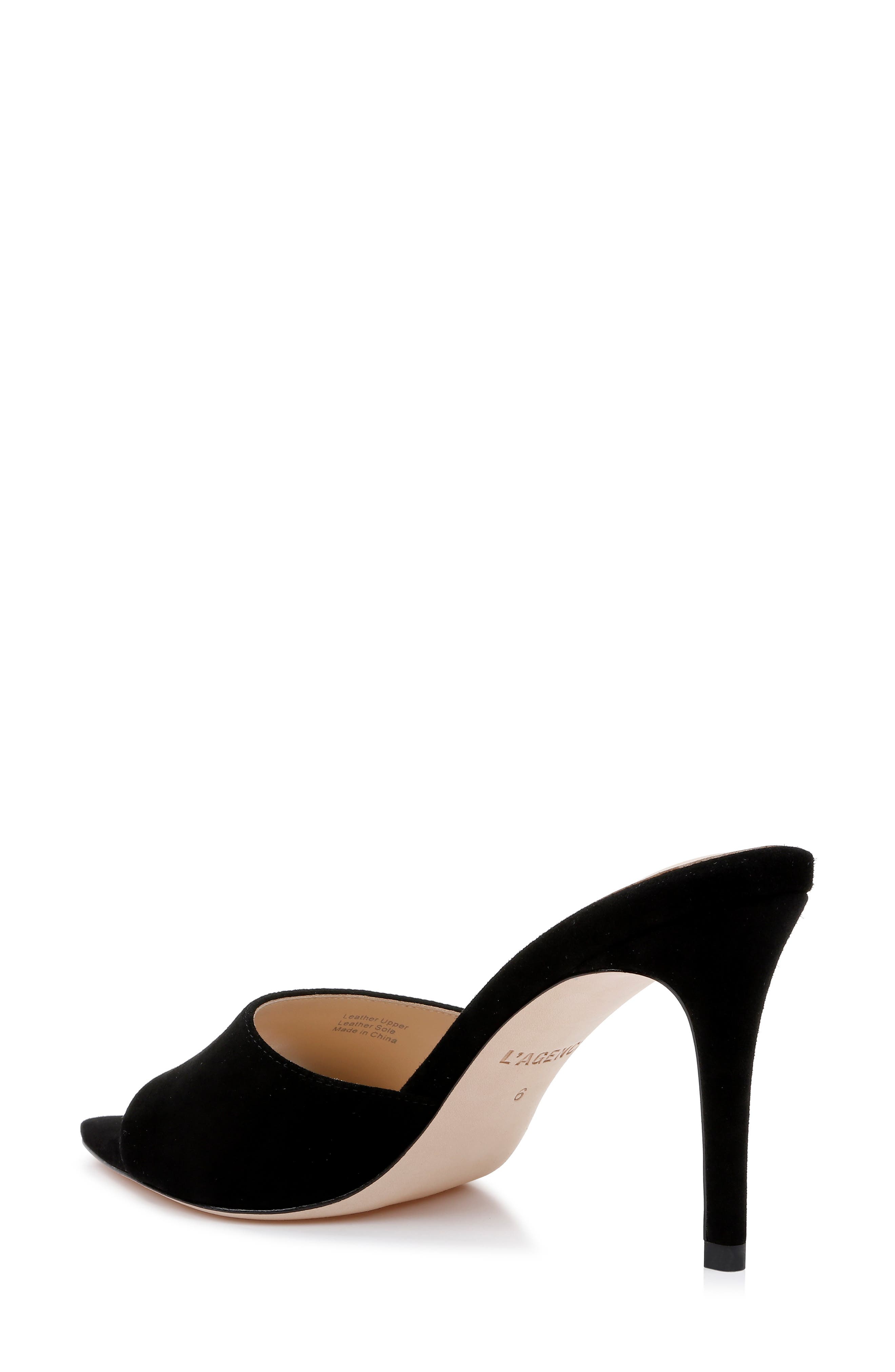 L'AGENCE Lolita Pointed Toe Sandal, Alternate, color, Blacksuede