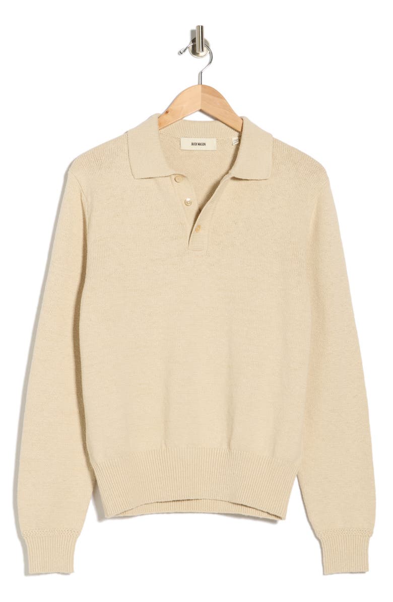 BUCK MASON Seafarer Cotton Knit Rugby Polo, Main, color, Cement