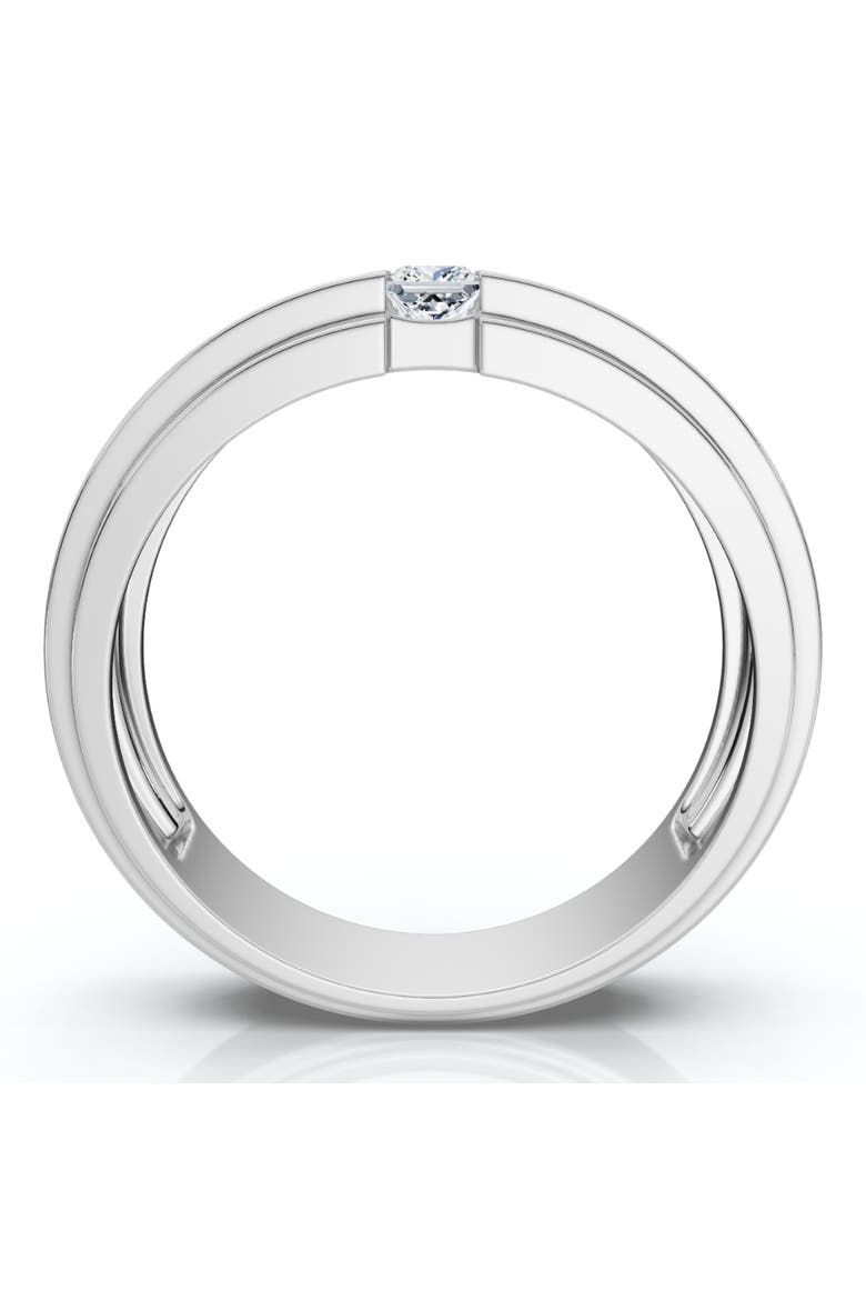 1Ct Men's Princess Cut Diamond Tension Set Wedding Ring 14k Gold Lab Grown, Alternate, color, 14k White Gold