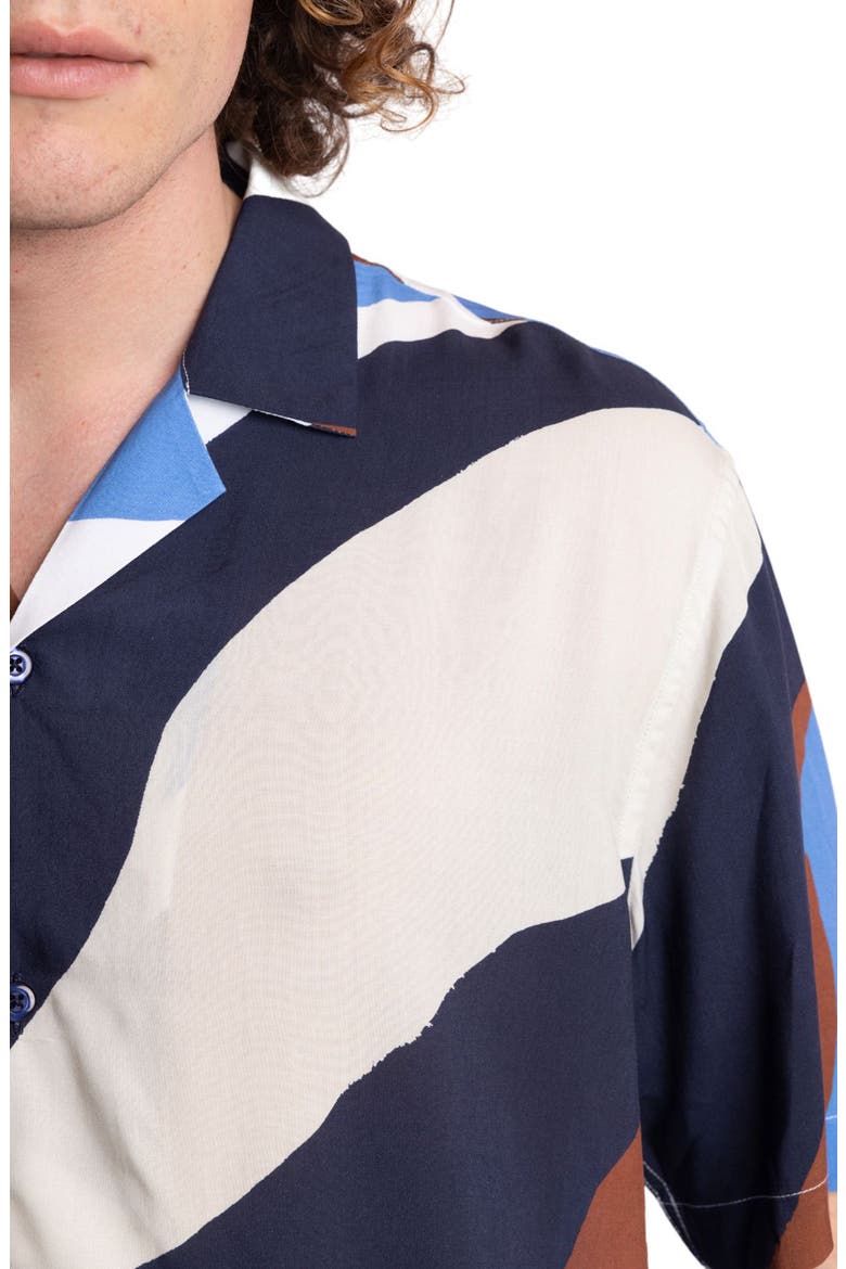 Camp Shirt, Alternate, color, BLUE BROWN WHITE SWIRLS