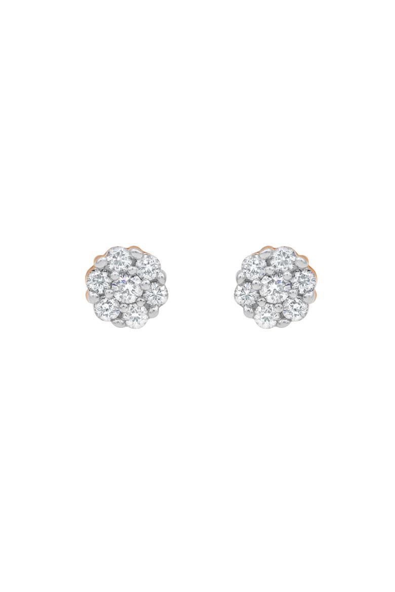 Aura 14K Gold Flower Cluster Diamond Unisex Earrings - 0.16 Ct, Alternate, color, 14K Rose Gold