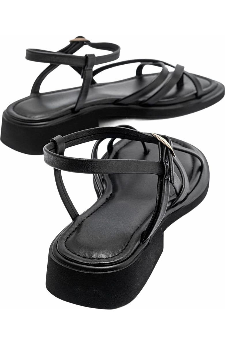 Forever & Always Shoes Antas Strappy Leather Flat Sandals, Alternate, color, Black Leather