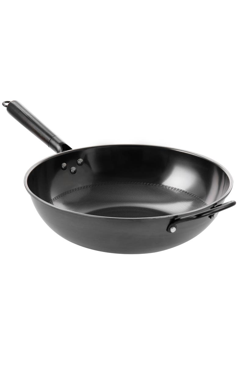 Gibson Home Debossed 13 Inch Heavy Gauge Carbon Steel Wok, Main, color, Black