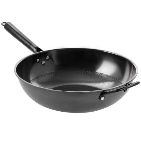 Debossed 13 Inch Heavy Gauge Carbon Steel Wok