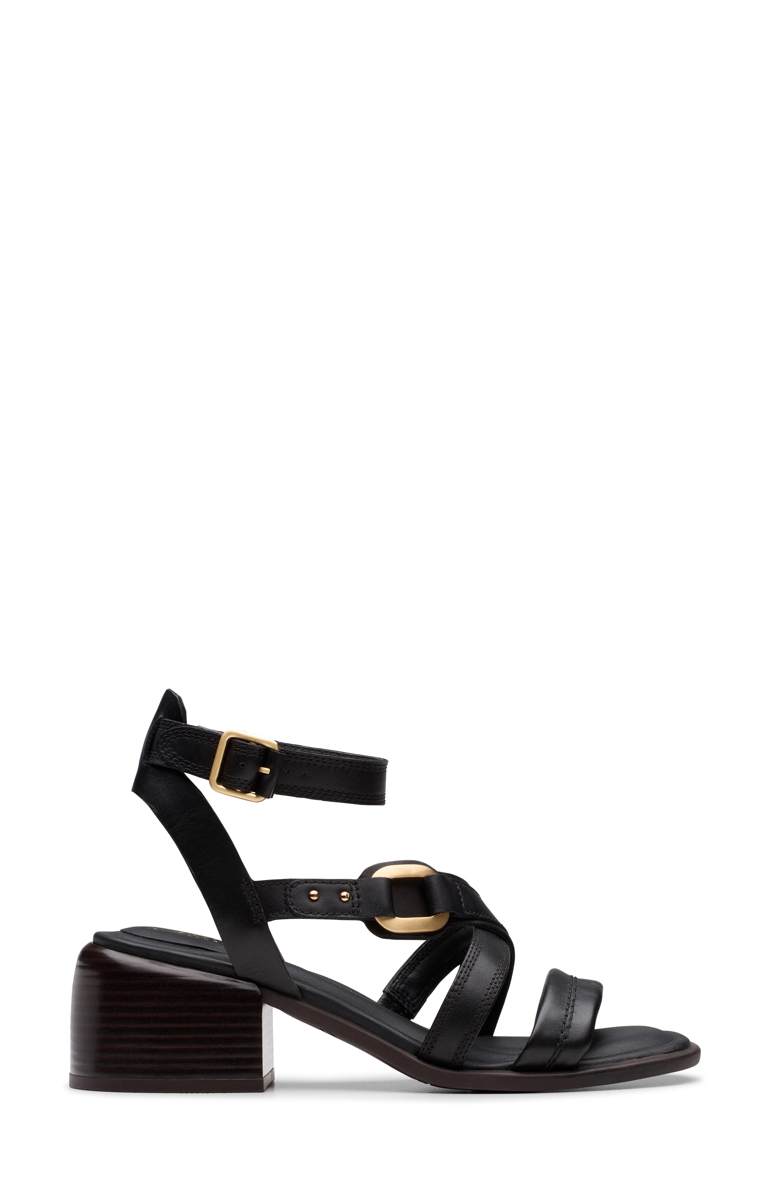 Clarks<sup>®</sup> Morwyn Block Heel Sandal, Alternate, color, Black Leather