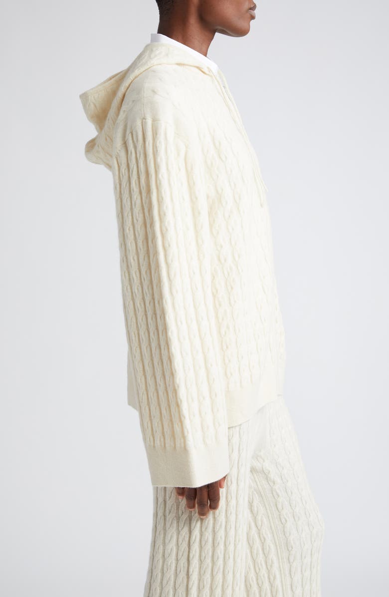 TOTEME Cable Knit Wool & Cashmere Zip Hoodie, Alternate, color, 