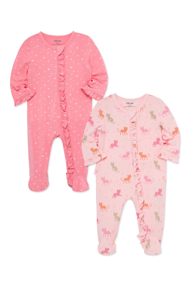 Cheetah and Hearts 2-Pack Footies (Nordstrom Exclusive), Main, color, PINK
