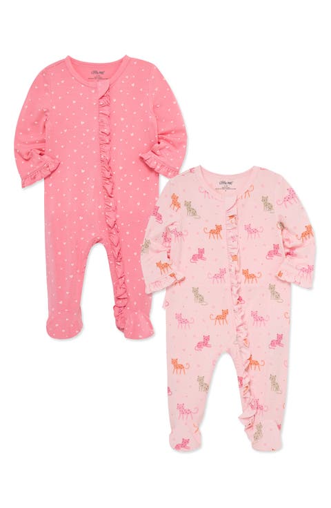 Cheetah and Hearts 2-Pack Footies (Nordstrom Exclusive)
