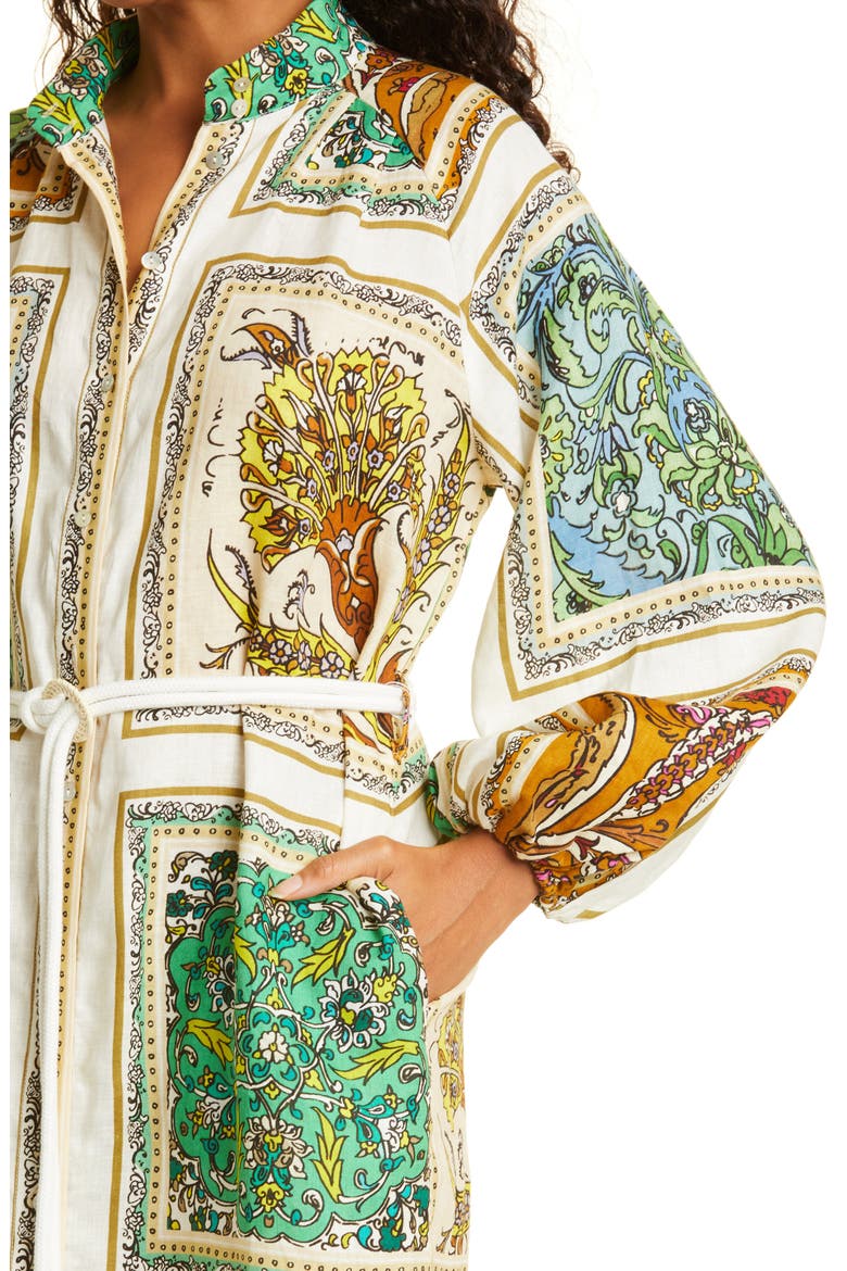 Delphine Long Sleeve Linen Shirtdress, Alternate, color, MULTI