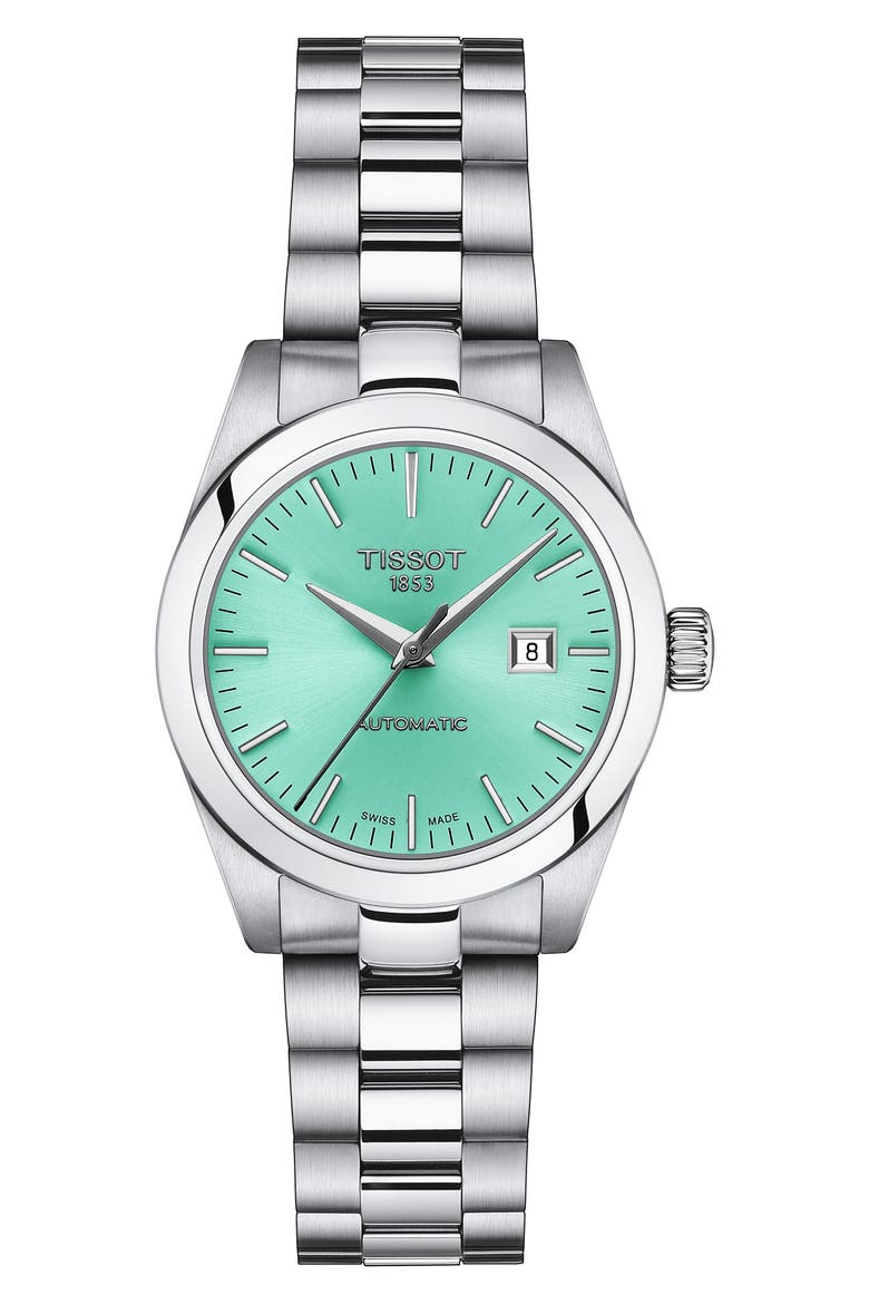 T-My Lady Automatic Bracelet Watch, 29.3mm, Main, color, GREEN
