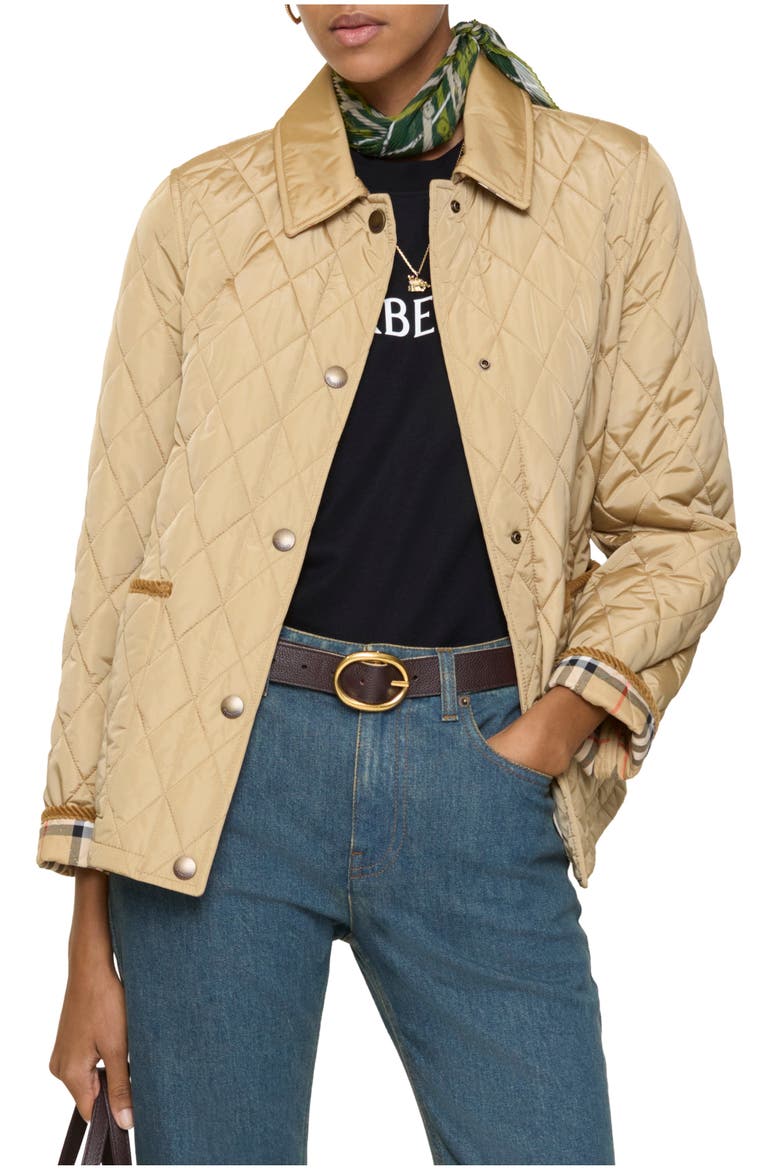 Quilted Nylon Jacket, Main, color, Flax beige/sand beige