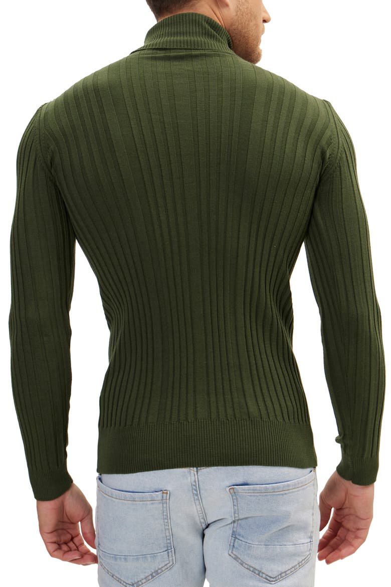 Roll Neck Rib Knit Sweater, Alternate, color, KHAKI
