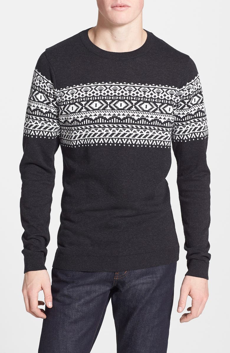 Topman Pattern Crewneck Sweater, Main, color,