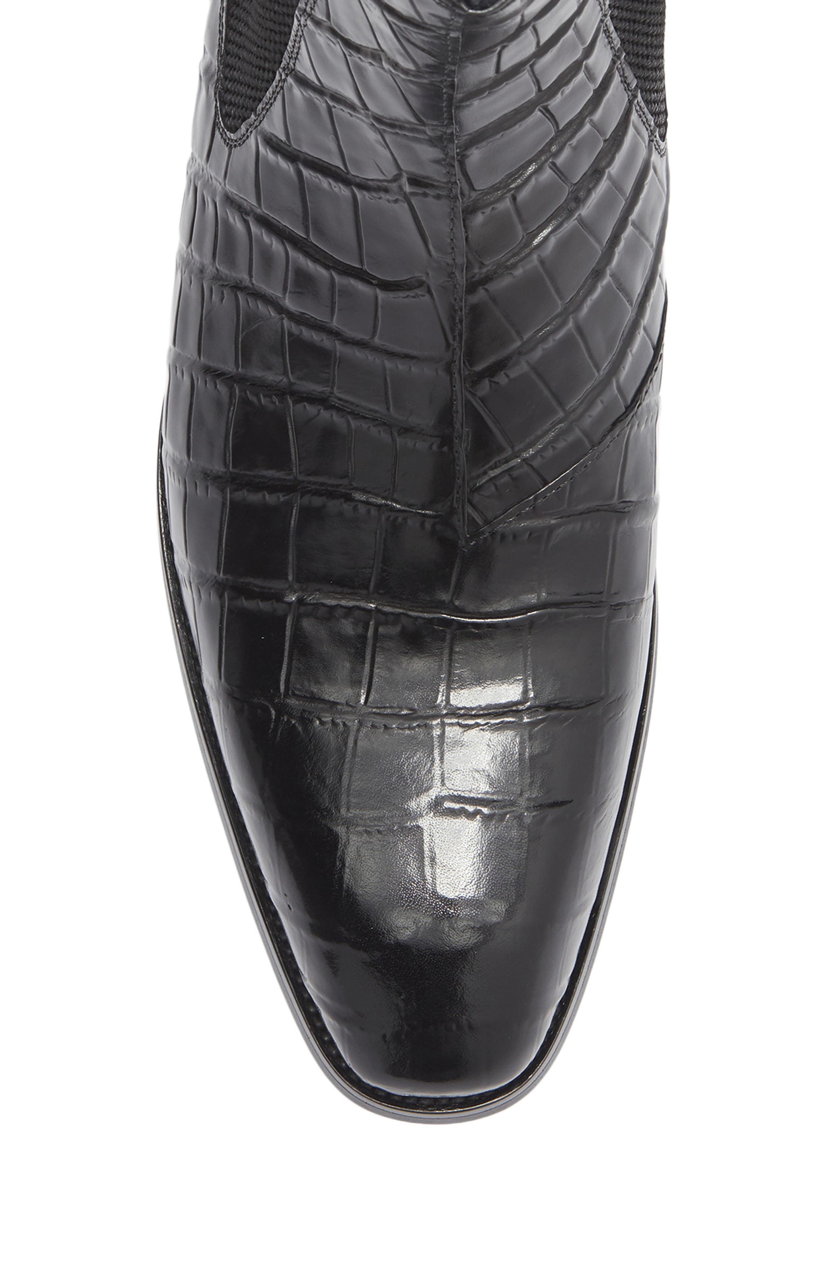 Maison Forte Enzo Croc Embossed Chelsea Boot, Alternate, color, Black