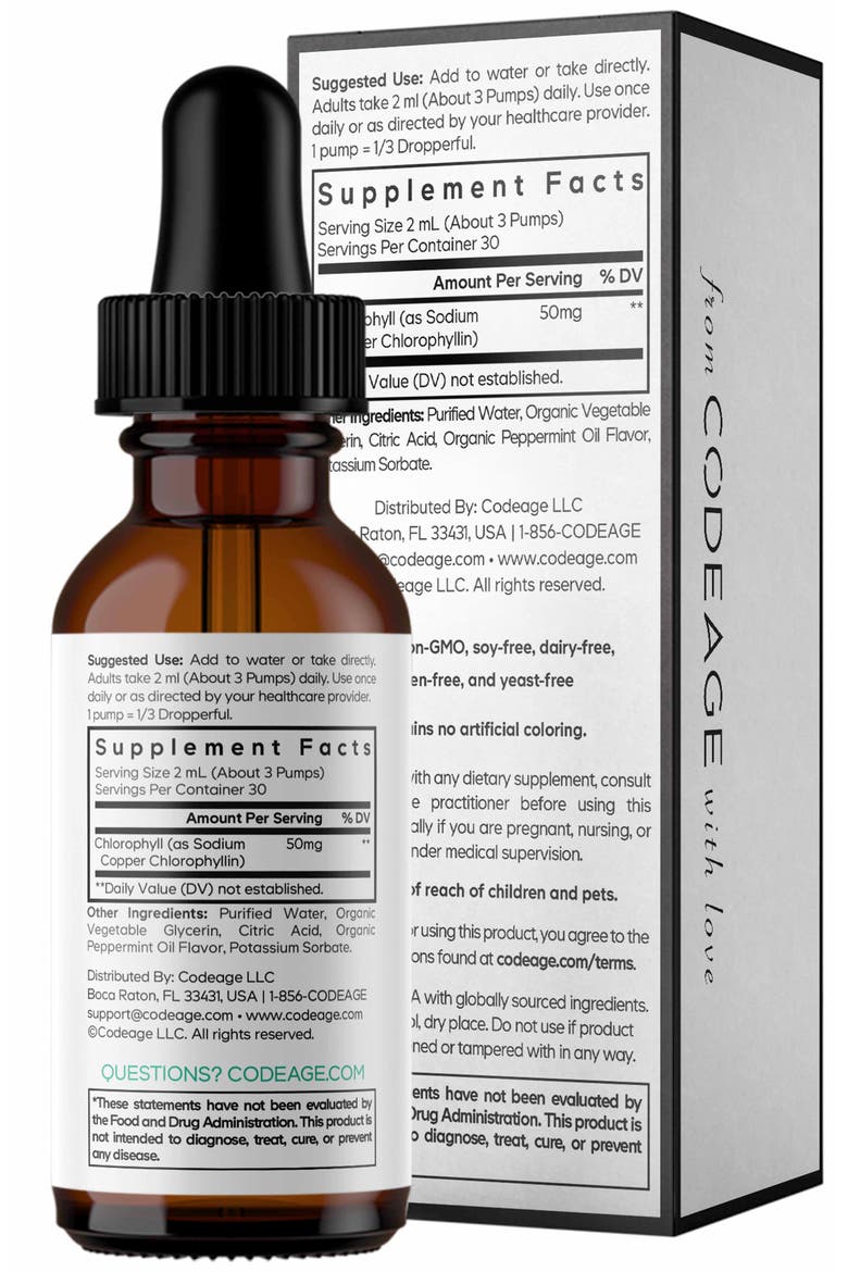 Chlorophyll Liquid Drops Supplement, Alternate, color, White