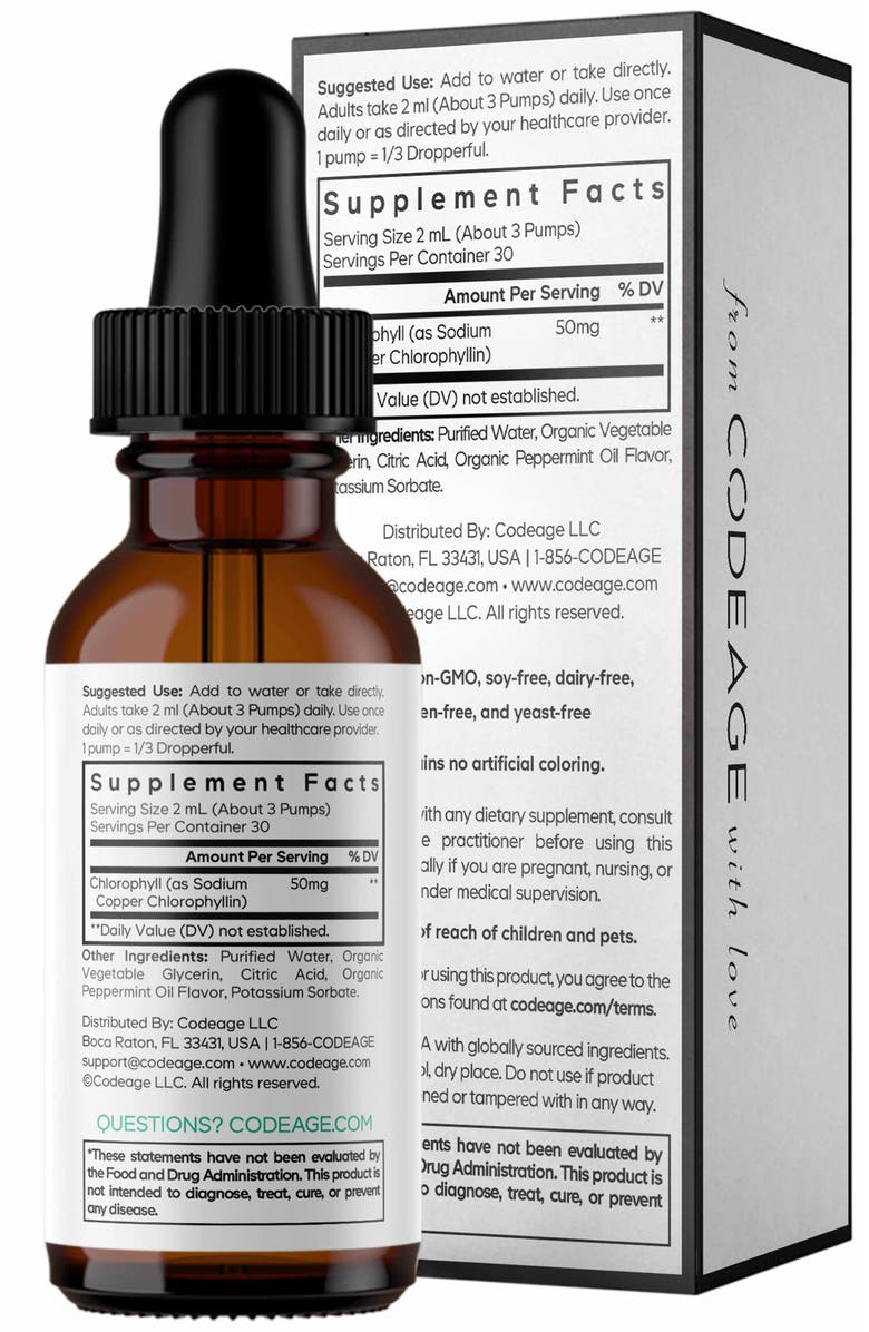 Codeage Chlorophyll Liquid Drops Supplement, Alternate, color, White
