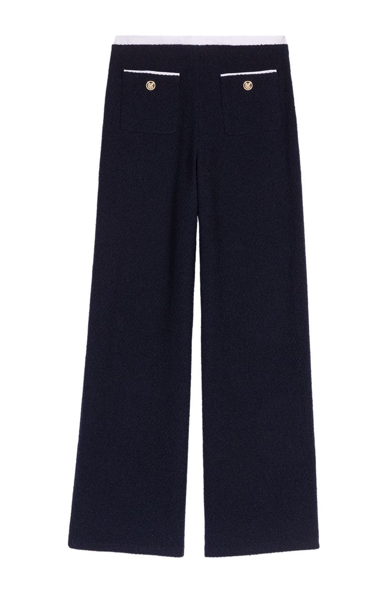 maje Straight-leg tweed trousers, Alternate, color, Navy