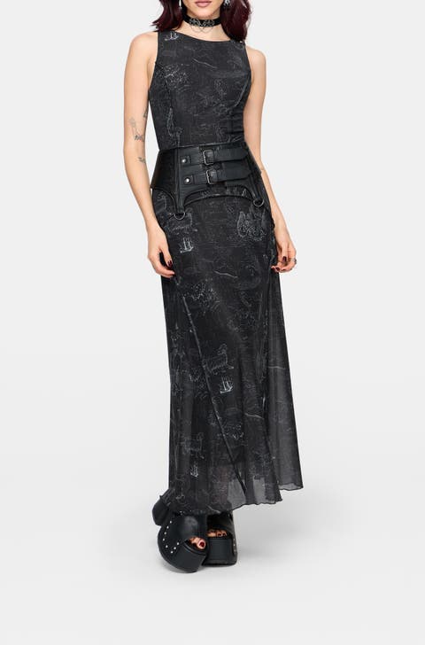 Kosmara Map Print Mesh Maxi Dress