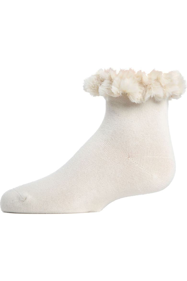 Infant Faux-Fur Cuff Anklet Socks, Main, color, Winter White