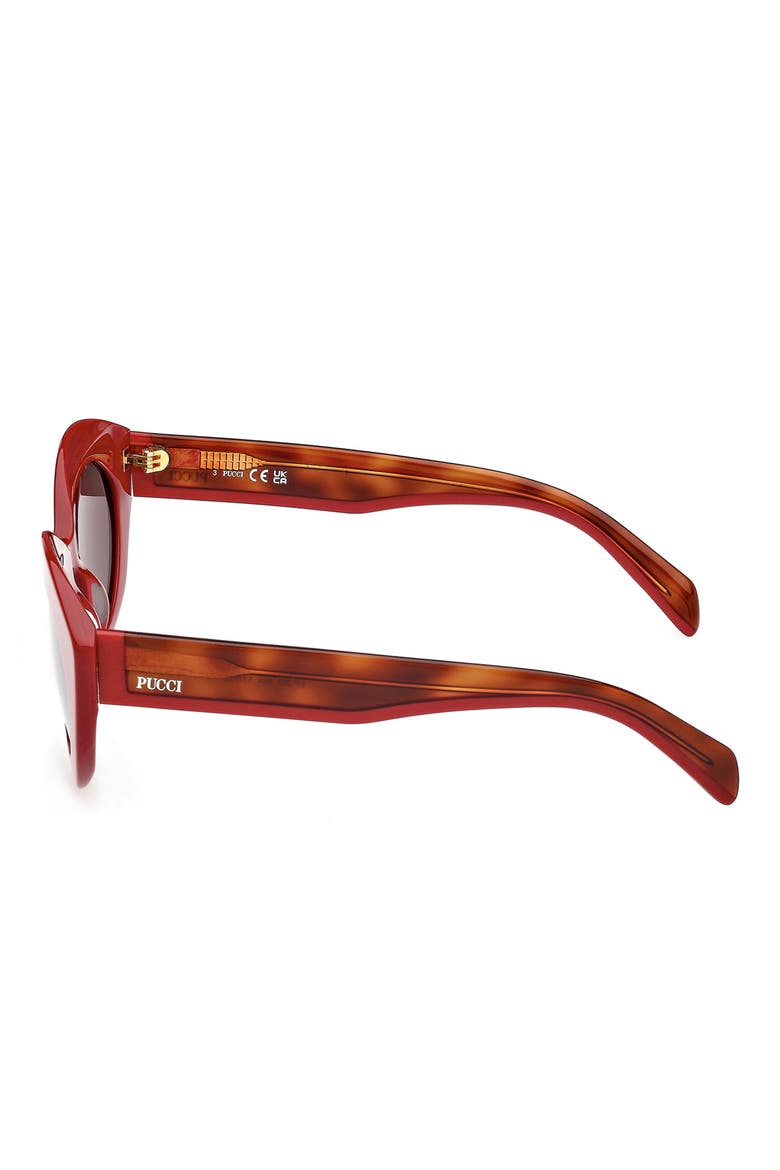 53mm Cat Eye Sunglasses, Alternate, color, SHINY RED / SMOKE