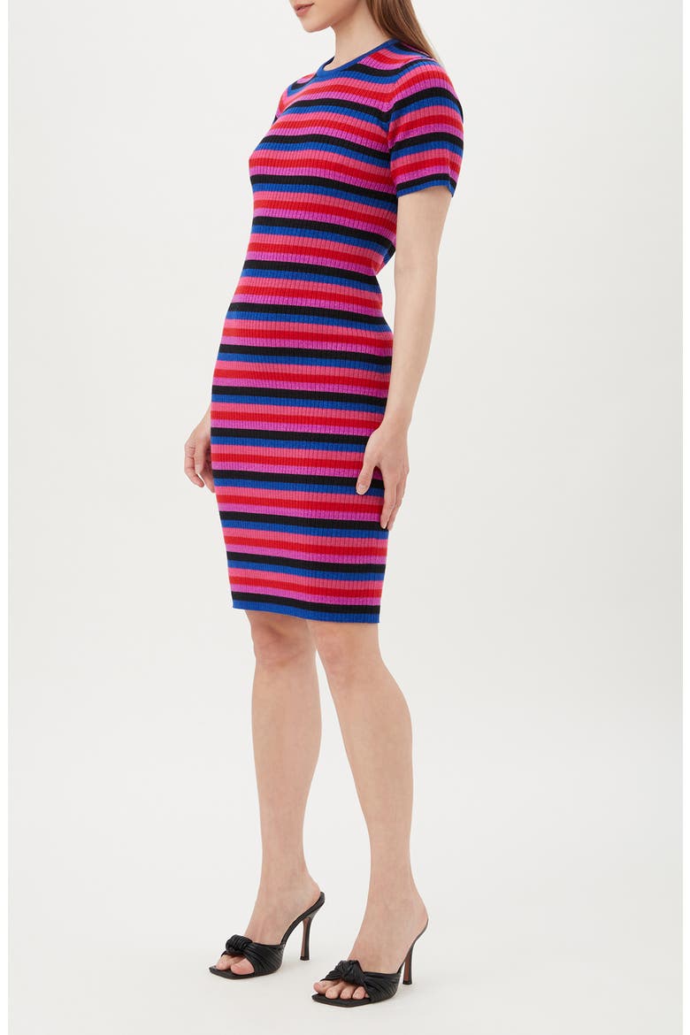 Nijinski Short Sleeve Merino Wool Sweater Dress, Alternate, color, PINK MULTI